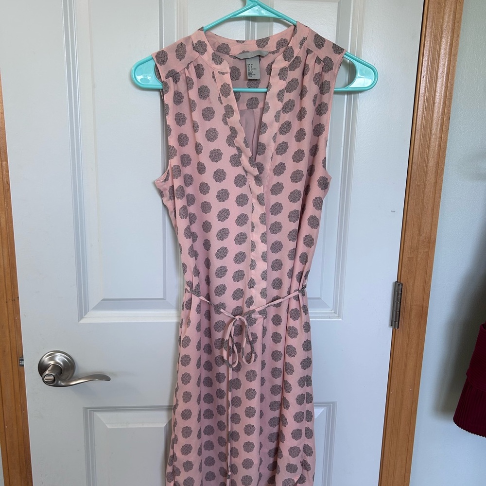 H&M Pink Sleeveless V-Neck Midi Sundress